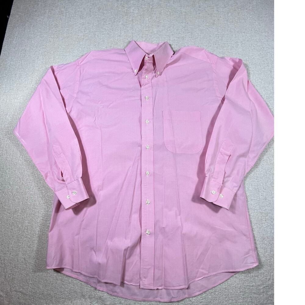 Gitman Bros. Men Large Pink Plaid Long Sleeve Button Front Preppy Collared Shirt